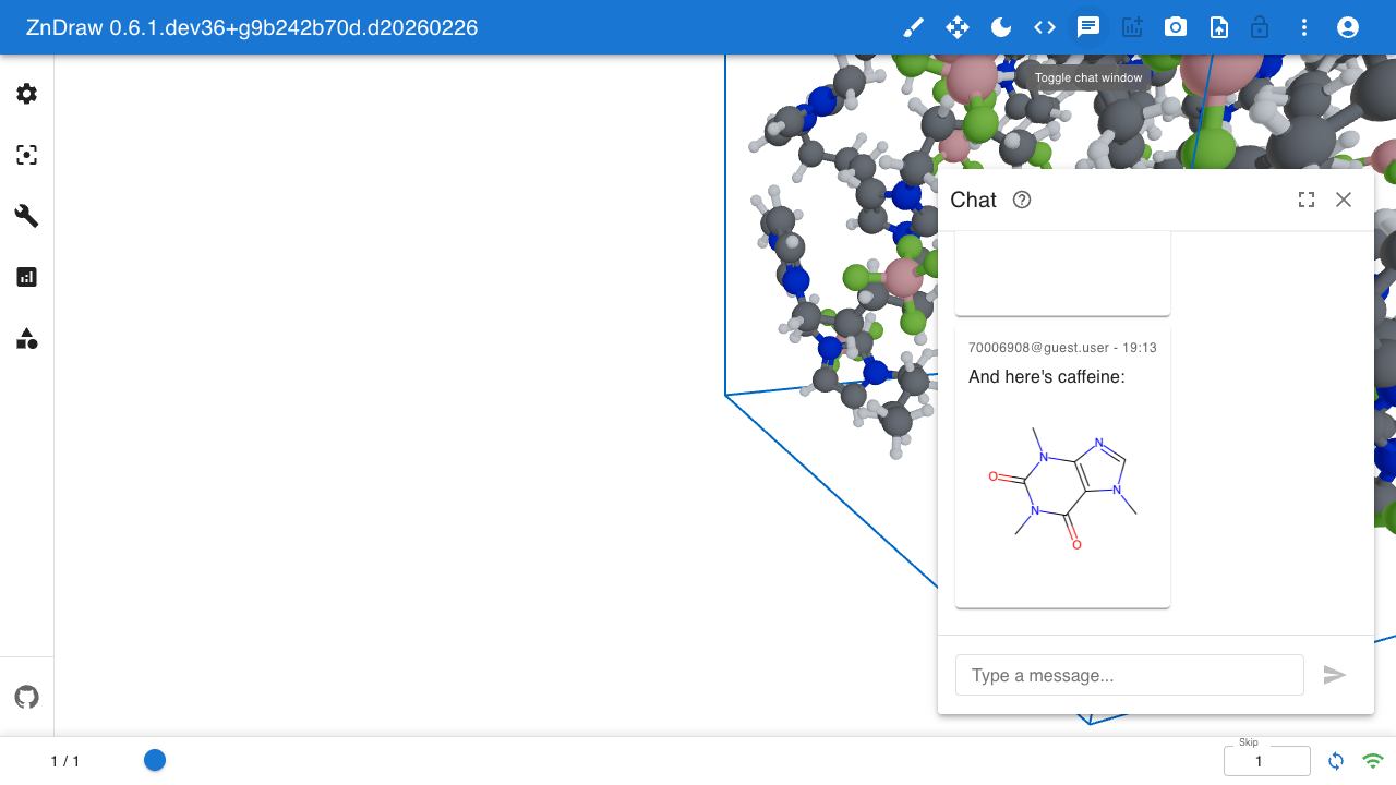 Chat with SMILES molecule rendering