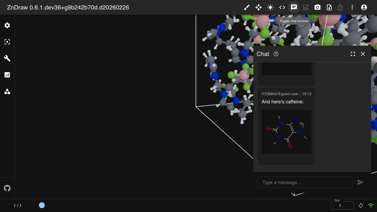 Chat with SMILES molecule rendering