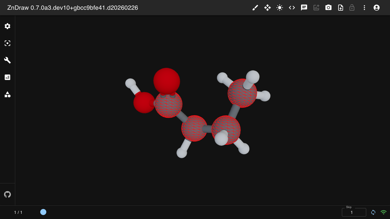 Constraint visualization with red wireframe spheres