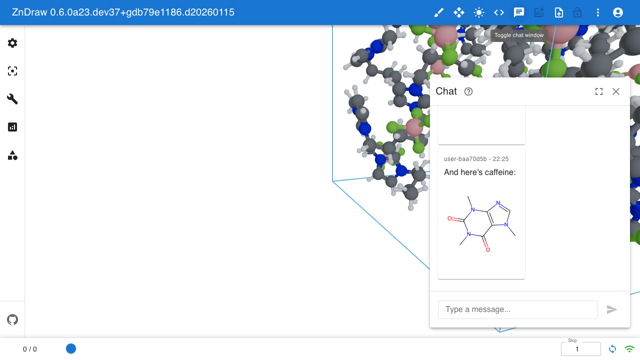 Chat with SMILES molecule rendering