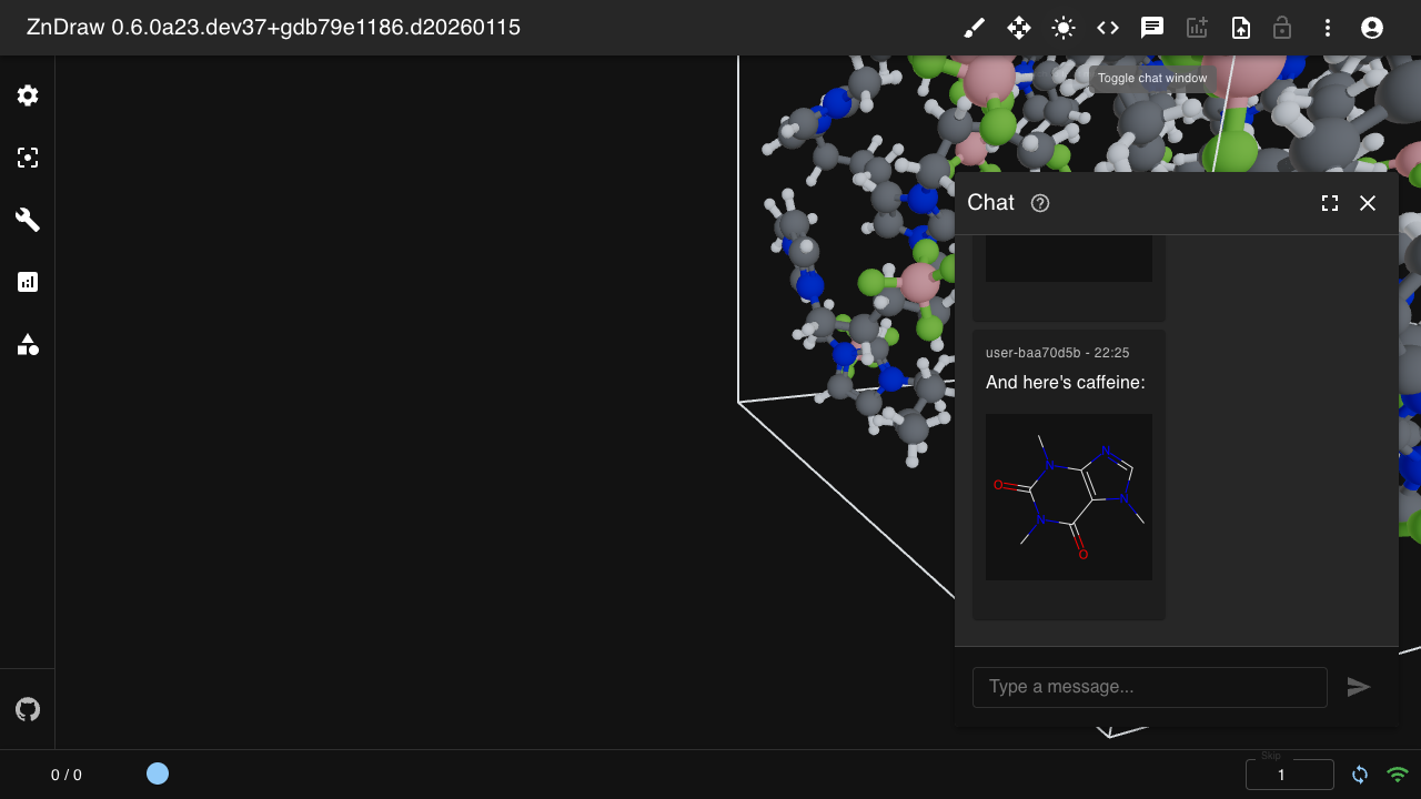 Chat with SMILES molecule rendering