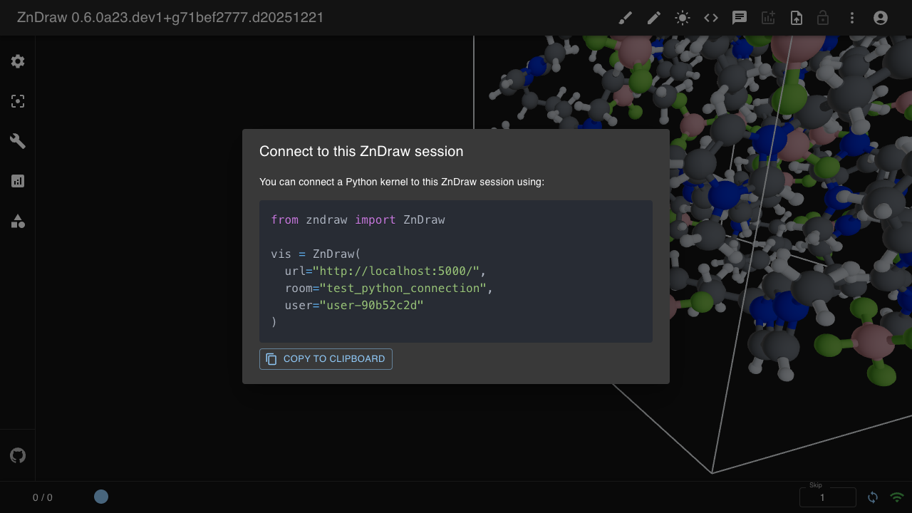 Connection info dialog