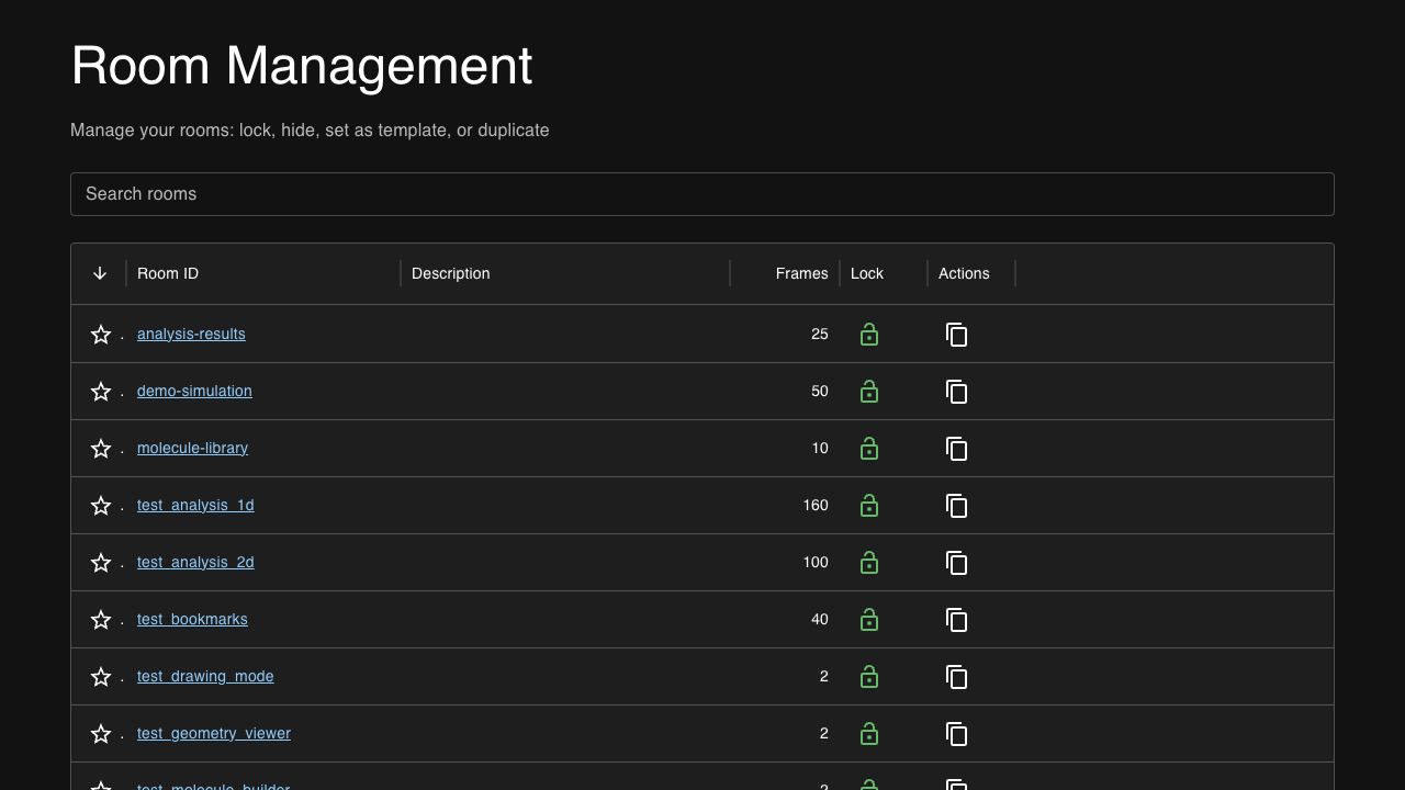 Rooms management page